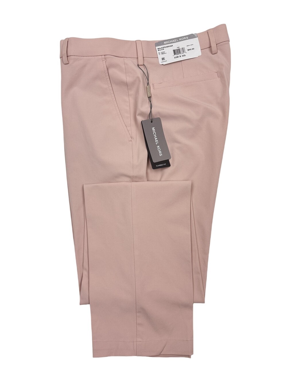 Michael Kors Performance Pants Mens 33x32 Pink Bedford Classic Fit Stretch